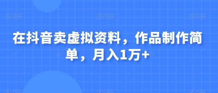 在抖音卖虚拟资料，作品制作简单，月入1万+-大熊网创