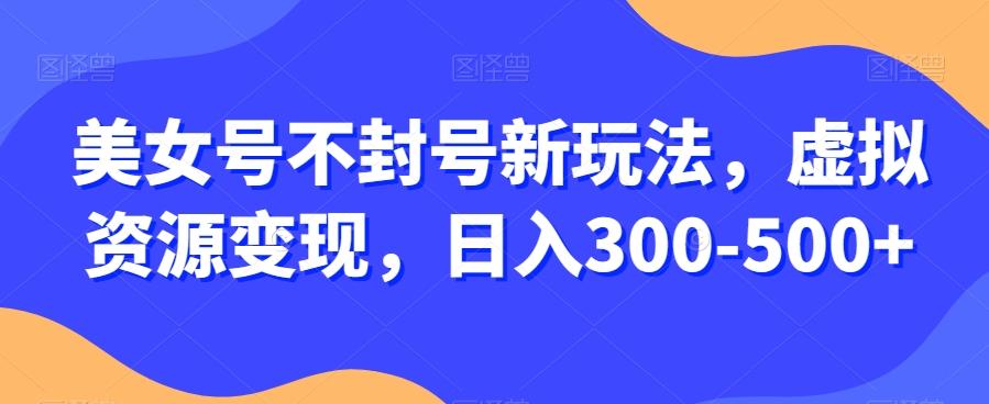 美女号不封号新玩法，虚拟资源变现，日入300-500+-大熊网创
