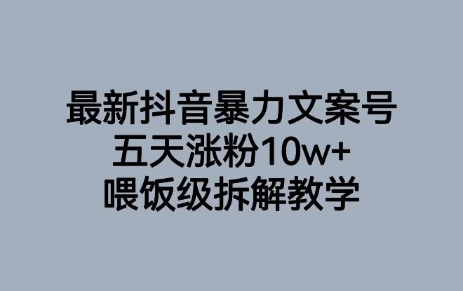 最新抖音暴力文案号，五天涨粉10w+，喂饭级拆解教学-大熊网创