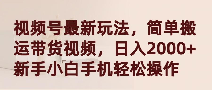 (9486期)视频号最新玩法，简单搬运带货视频，日入2000+，新手小白手机轻松操作-大熊网创