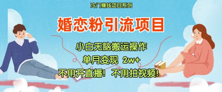 小红书婚恋粉引流，不用开直播，不用拍视频，不用做交付【揭秘】-大熊网创