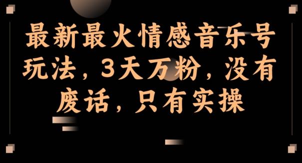 最新最火情感音乐号玩法，3天万粉，没有废话，只有实操-网创星球