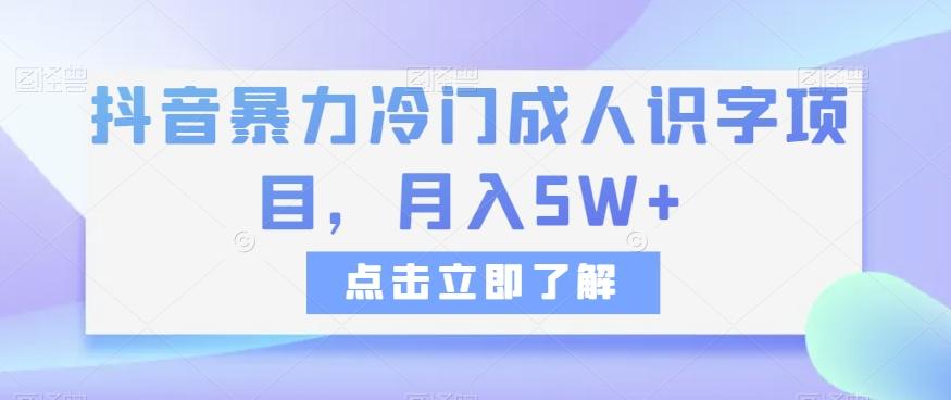 抖音暴力冷门成人识字项目，月入5W+【揭秘】-大熊网创