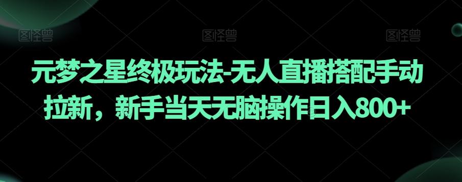 元梦之星终极玩法-无人直播搭配手动拉新，新手当天无脑操作日入800+【揭秘】-大熊网创