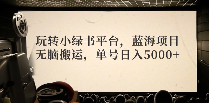 玩转小绿书平台，蓝海项目，无脑搬运，单号日入5000+-大熊网创