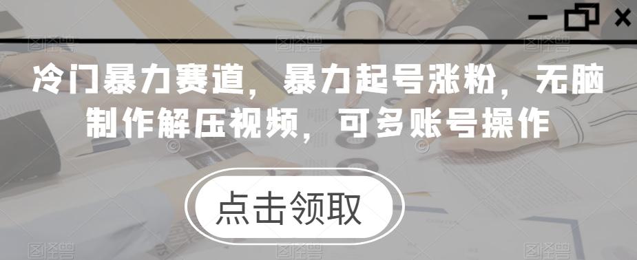 冷门暴力赛道，暴力起号涨粉，无脑制作解压视频，可多账号操作-大熊网创