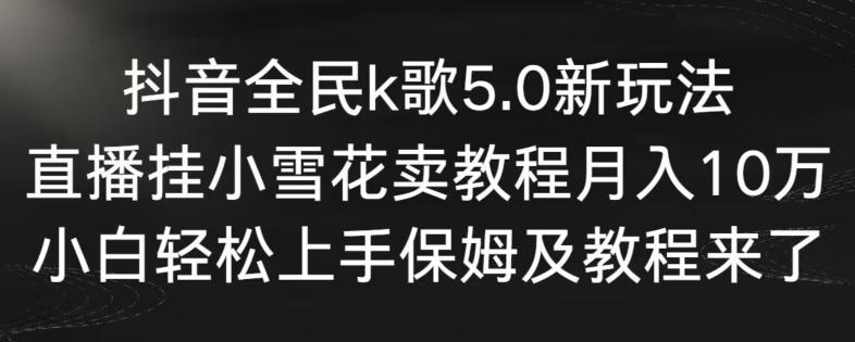 抖音全民k歌5.0新玩法，直播挂小雪花卖教程月入10万，小白轻松上手，保姆及教程来了【揭秘】-大熊网创