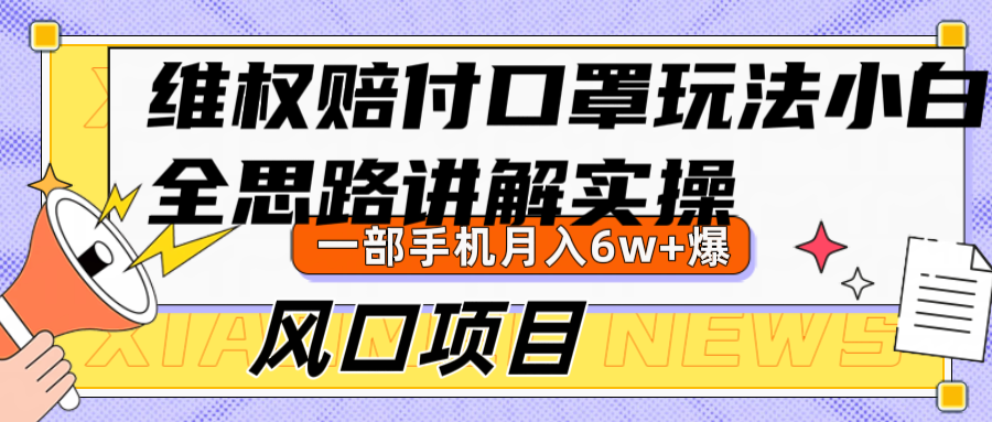 维权赔付口罩玩法，小白也能月入6w+，风口项目实操-大熊网创