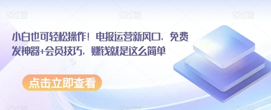 小白也可轻松操作！电报运营新风口，免费发神器+会员技巧，赚钱就是这么简单-大熊网创