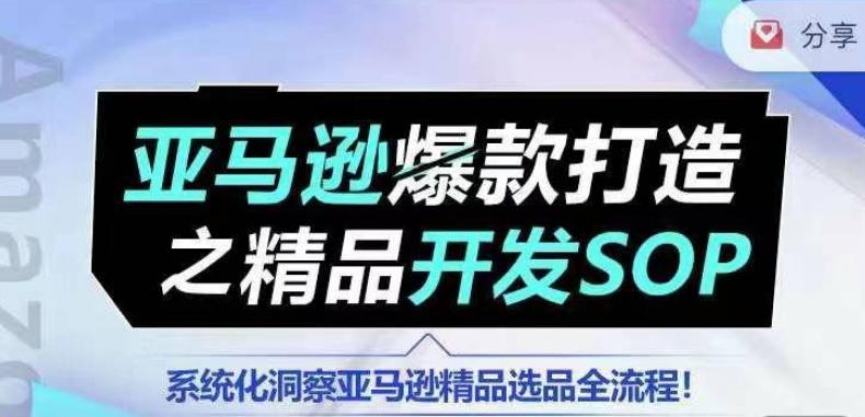 【训练营】亚马逊爆款打造之精品开发SOP，系统化洞察亚马逊精品选品全流程-大熊网创