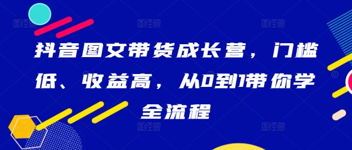 抖音图文带货成长营，门槛低、收益高，从0到1带你学全流程-大熊网创