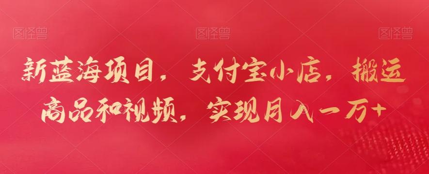 新蓝海项目，支付宝小店，搬运商品和视频，实现月入一万+【揭秘】-大熊网创