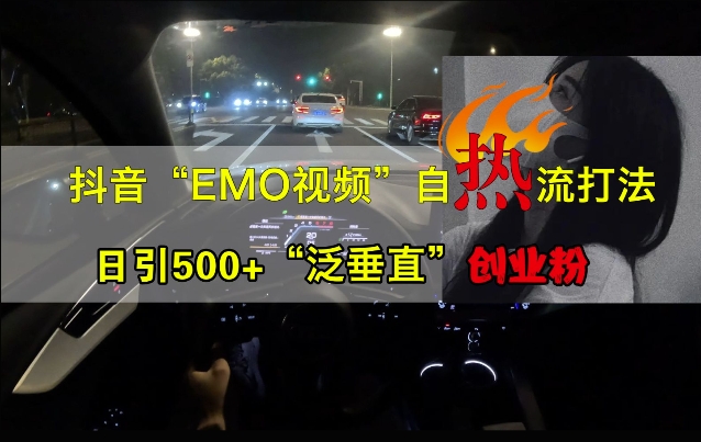 抖音EMO视频自热打法，日引500+“泛垂直”创业粉-大熊网创
