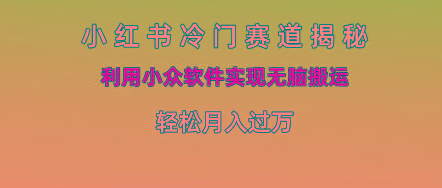 小红书冷门赛道揭秘,利用小众软件实现无脑搬运，轻松月入过万-网创星球