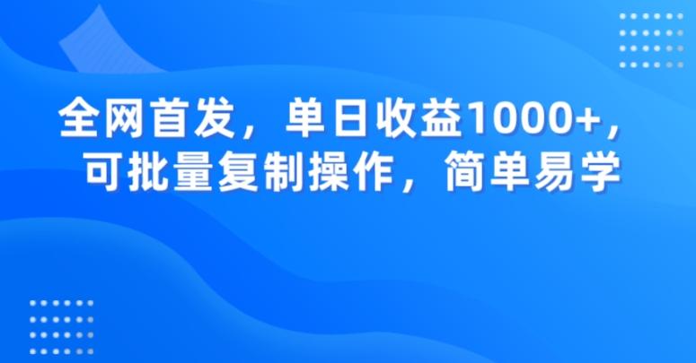 全网首发，单日收益1000+，可批量复制操作，简单易学【揭秘】-大熊网创