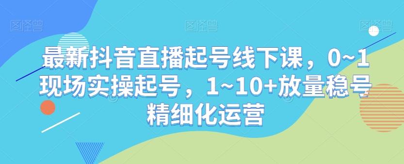 最新抖音直播起号线下课，0~1现场实操起号，1~10+放量稳号精细化运营-大熊网创