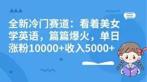 全新冷门赛道：看着美女学英语，篇篇爆火，单日涨粉10000+收入5000+-大熊网创