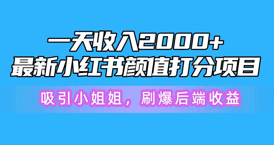 一天收入2000+，最新小红书颜值打分项目，吸引小姐姐，刷爆后端收益-大熊网创