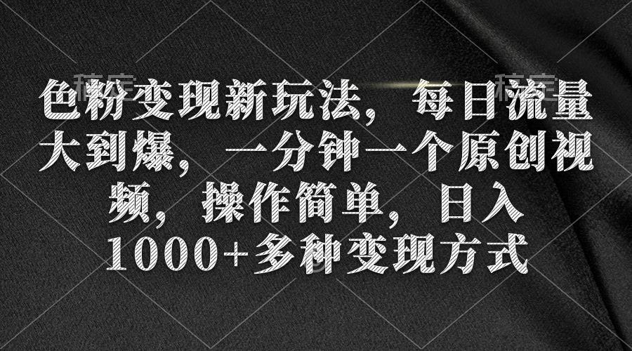 (9282期)色粉变现新玩法，每日流量大到爆，一分钟一个原创视频，操作简单，日入1…-大熊网创