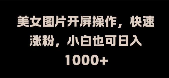 美女图片开屏操作，快速涨粉，小白也可日入1k【揭秘】-大熊网创