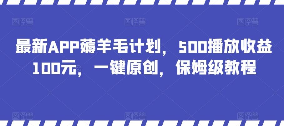 最新APP薅羊毛计划，500播放收益100元，一键原创，保姆级教程-大熊网创