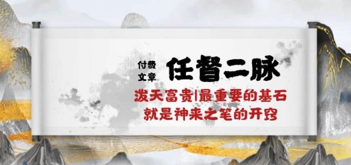 某付费文章《任督 二脉 泼天富贵|最重要的基石 就是神来之笔的开窍|万字》-大熊网创