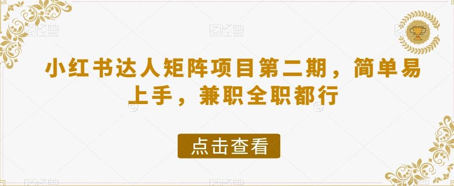 小红书达人矩阵项目第二期，简单易上手，兼职全职都行-大熊网创