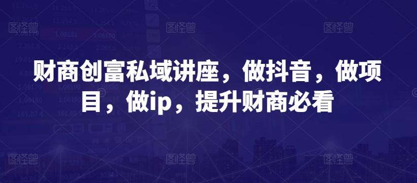 财商创富私域讲座，做抖音，做项目，做ip，提升财商必看-大熊网创