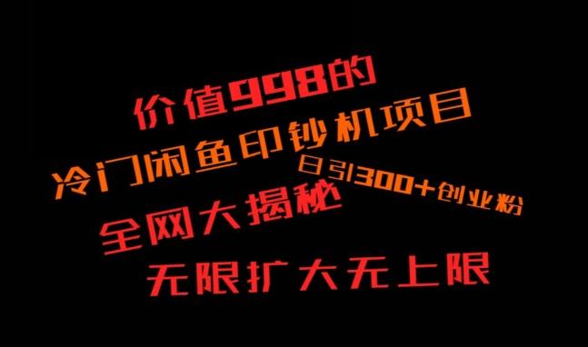 闲鱼流量印钞机项目大揭秘，日引300+创业粉，保姆级实操教程-大熊网创