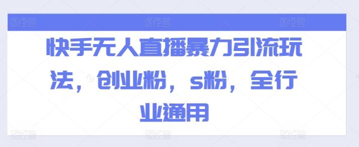 快手无人直播暴力引流玩法，创业粉，s粉，全行业通用-大熊网创