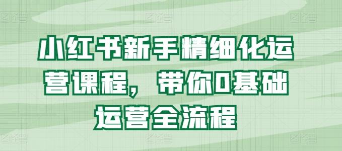 小红书新手精细化运营课程，带你0基础运营全流程-大熊网创