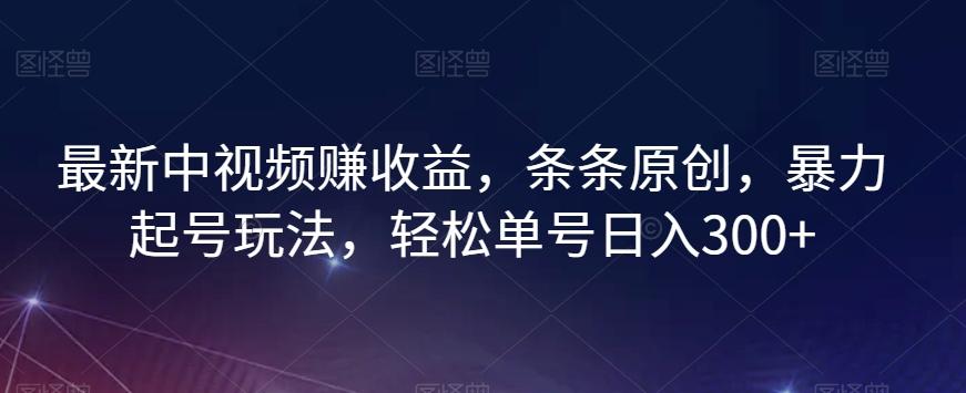 最新中视频赚收益，条条原创，暴力起号玩法，轻松单号日入300+【揭秘】-大熊网创