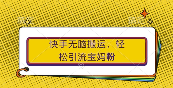 快手无脑搬运，轻松引流宝妈粉，纯小白轻松上手【揭秘】-大熊网创