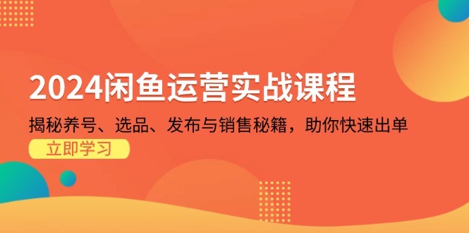 2024闲鱼运营实战课程：揭秘养号、选品、发布与销售秘籍，助你快速出单-大熊网创