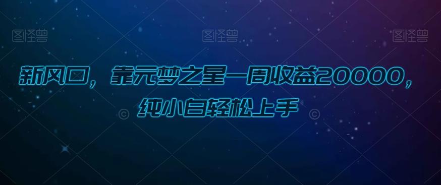 新风口，靠元梦之星一周收益20000，纯小白轻松上手-大熊网创
