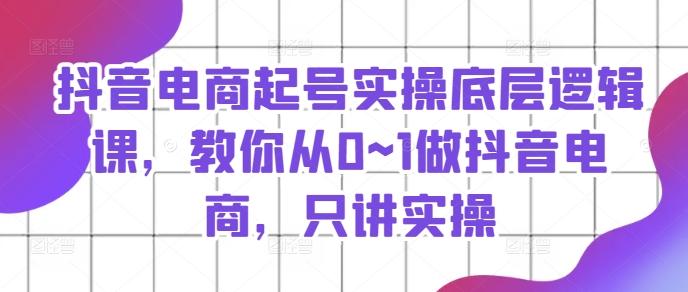 抖音电商起号实操底层逻辑课，教你从0~1做抖音电商，只讲实操-大熊网创