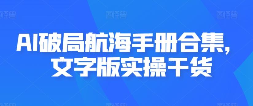 AI破局航海手册合集，文字版实操干货-大熊网创