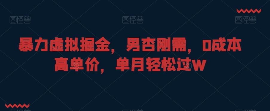 暴力虚拟掘金，男杏刚需，0成本高单价，单月轻松过W【揭秘】-大熊网创