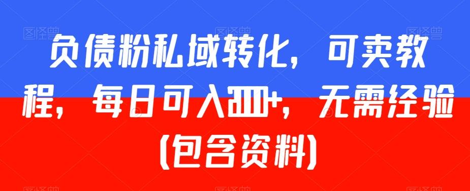 负债粉私域转化，可卖教程，每日可入2000+，无需经验（包含资料）【揭秘】-大熊网创