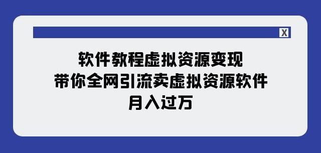 软件教程虚拟资源变现：带你全网引流卖虚拟资源软件，月入过万（11节课）-大熊网创