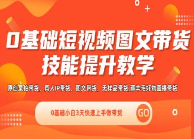 0基础短视频图文带货实操技能提升教学(直播课+视频课),0基础小白3天快速上手做带货-大熊网创
