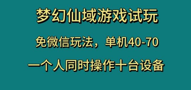 梦幻仙域游戏试玩，免微信玩法，单机40-70，一个人同时操作十台设备【揭秘】-大熊网创