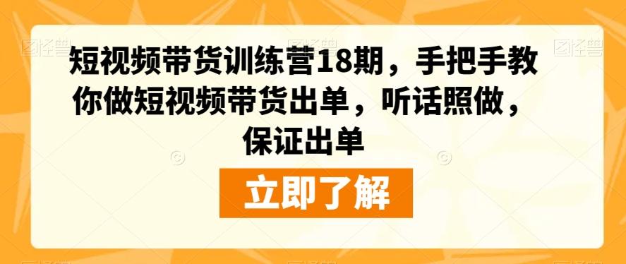 短视频带货训练营18期，手把手教你做短视频带货出单，听话照做，保证出单-大熊网创