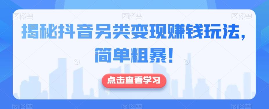 揭秘抖音另类变现赚钱玩法，简单粗暴！-大熊网创