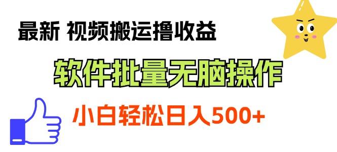 最新视频搬运撸收益，软件无脑批量操作，新手小白轻松上手-大熊网创