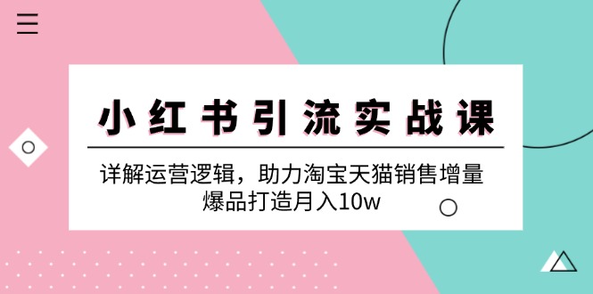 小红书引流实战课：详解运营逻辑，助力淘宝天猫销售增量，爆品打造月入10w-网创星球