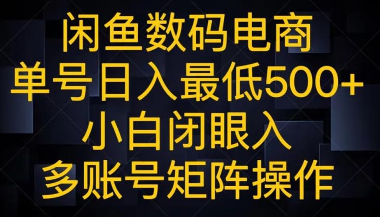 闲鱼数码电商，单号日入最低500+，小白闭眼入，多账号矩阵操作-大熊网创