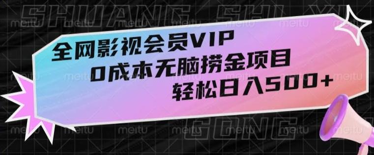 全网影视会员VIP，很老却常青的0成本无脑捞金项目，轻松日入500+【揭秘】-大熊网创