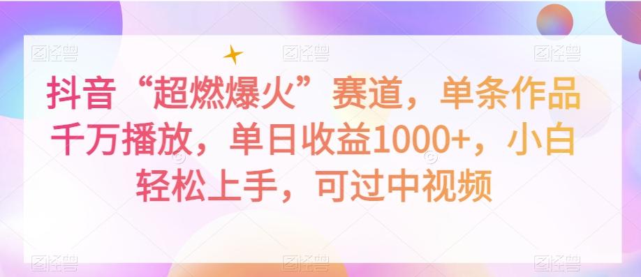 抖音“超燃爆火”赛道，单条作品千万播放，单日收益1000+，小白轻松上手，可过中视频【揭秘】-大熊网创