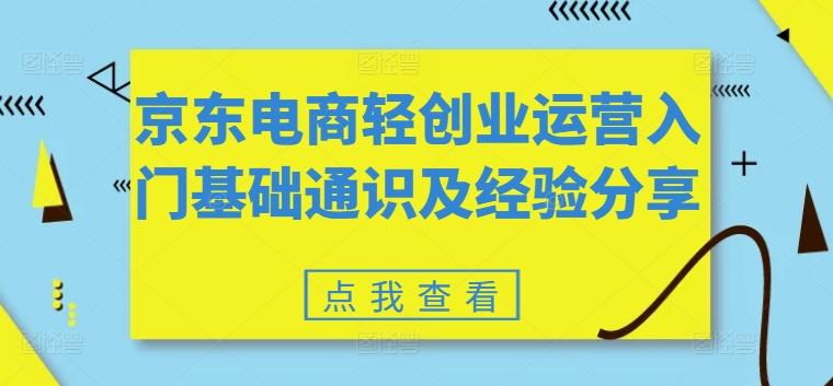 京东电商轻创业运营入门基础通识及经验分享-大熊网创